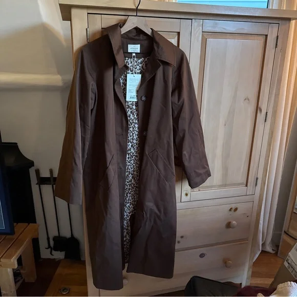 Sezane Brown Coat with Leopard Lining - Picture 2 of 6